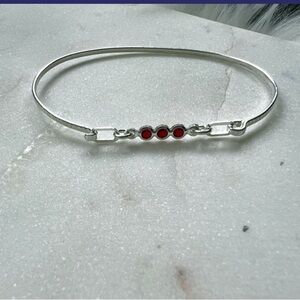 Elegant Silver and Red Bracelet